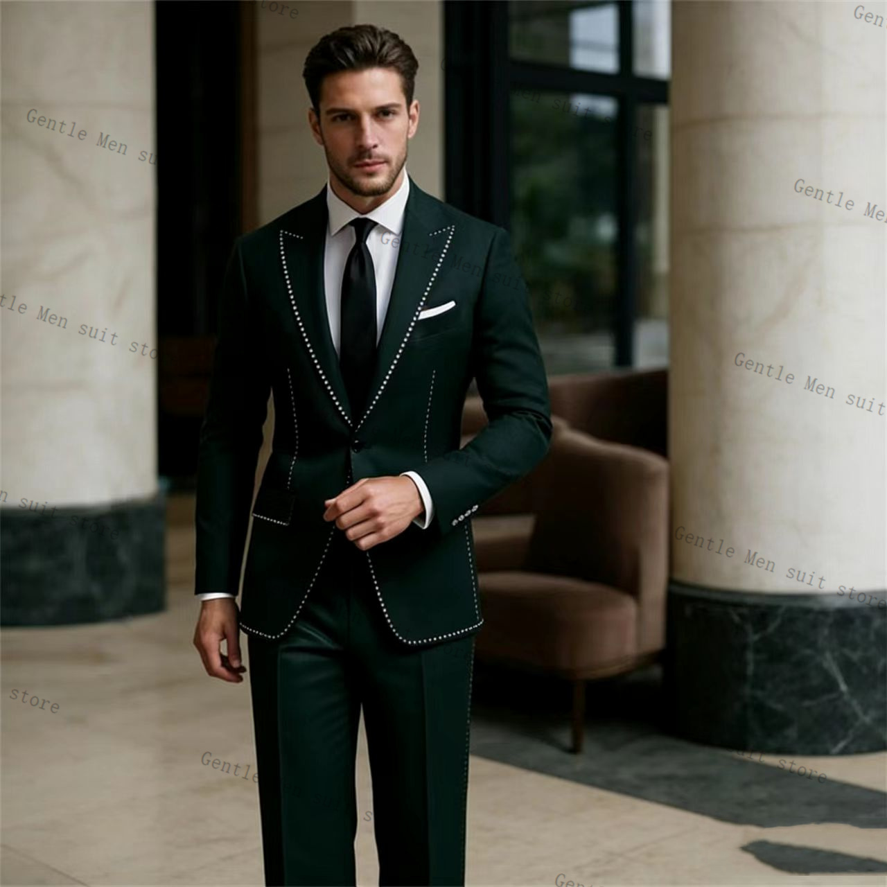 크리스탈 럭셔리 그린 남성 정장 세트 2피스 블레이저+ - Men Formal Wear Green 리뷰 및 가격