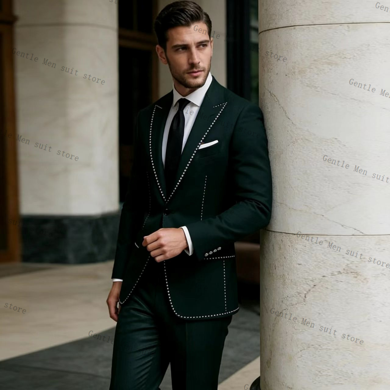 크리스탈 럭셔리 그린 남성 정장 세트 2피스 블레이저+ - Men Formal Wear Green 리뷰 및 가격