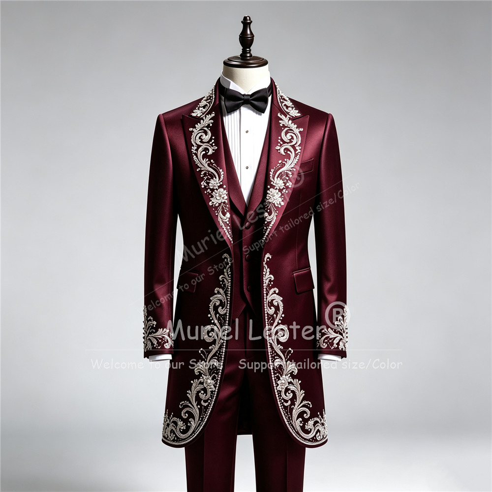 럭셔리 남성 웨딩 턱시도 수트, 맞춤 제작 반짝이는 크 - Men Formal Wear With Blazer 리뷰 및 가격
